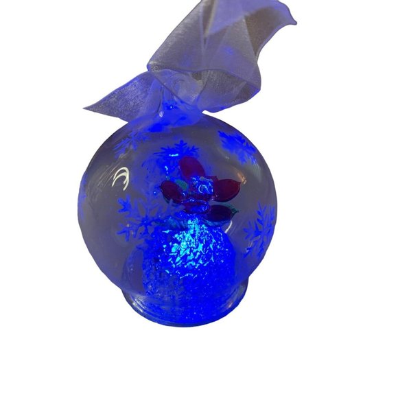 Handblown Glass Globe Ornament LED ChangingColor or Solid Light Flower NEW BATT - Picture 6 of 15